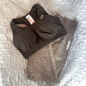 Size medium gray and black Gymshark sports bra and leggings set